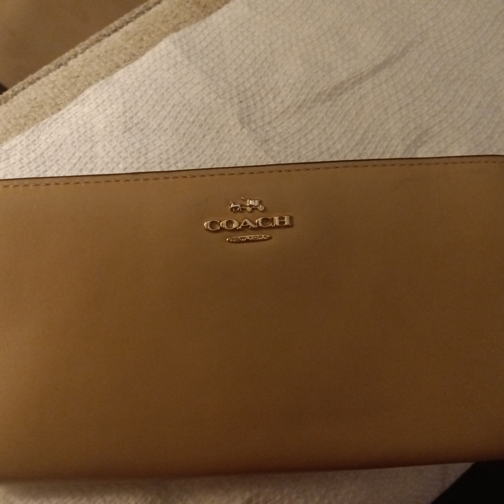 Coach Light Brown Leather Clutch
